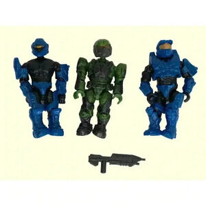 Lot of 3 Mega Bloks Halo mini figures + 1 accesory
